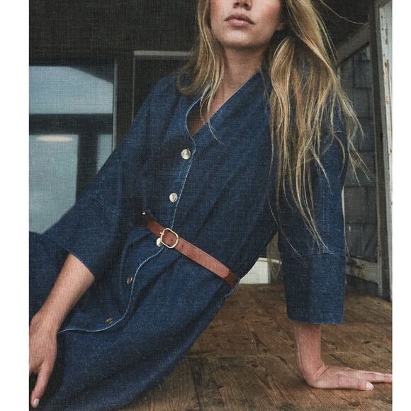 NWT Zara Belted Denim Shirt Dress - Picture 7 of 12